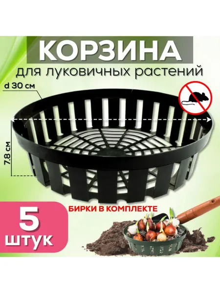 FormeTu-StPlast Корзина для луковичных цветов 5 штук, черные