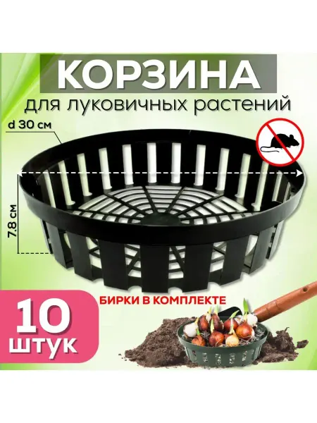 FormeTu-StPlast Корзина для луковичных цветов 10 штук, черные