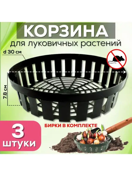 FormeTu-StPlast Корзина для луковичных цветов, 3 штуки черные