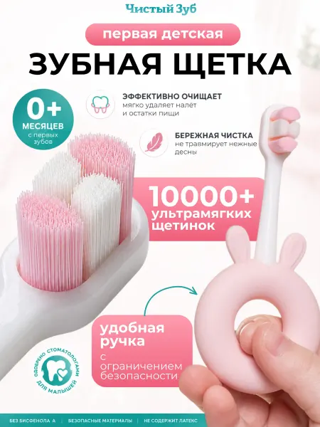 Чистый зуб Первая детская зубная щетка мягкая Donut от 0+ 10000+