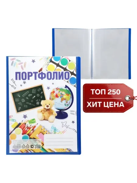 Calligrata Папка-портфолио пластиковая A4 для школы, 20 файлов