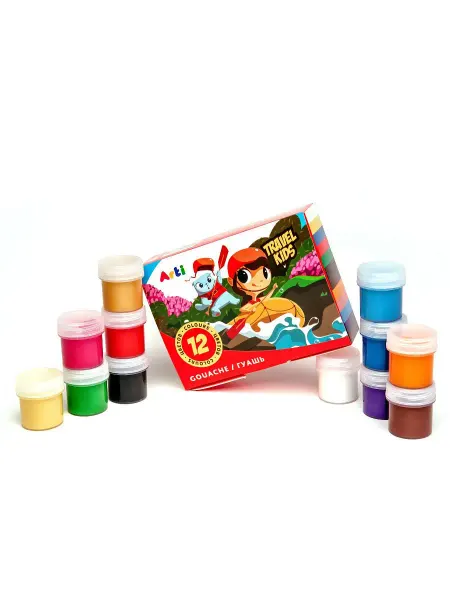 Arti. Краски гуашевые Travel Kids, 12 цветов по 20 мл, 240 мл