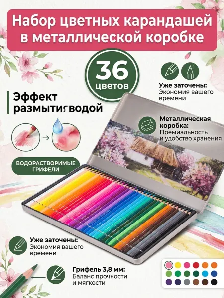 DELI Карандаши цветные масляные 36цв