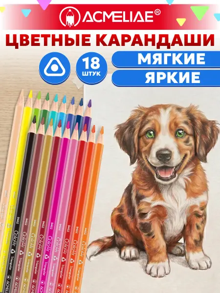 ACMELIAE Набор цветных трехгранных карандашей 24 шт мягкие
