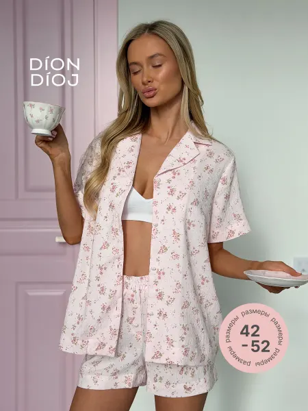 DionDioj Пижама с шортами хлопковая с рубашкой