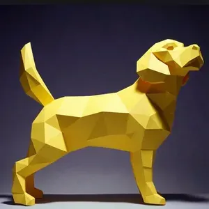 Полигональная фигура конструктор Собака Бигль желтая