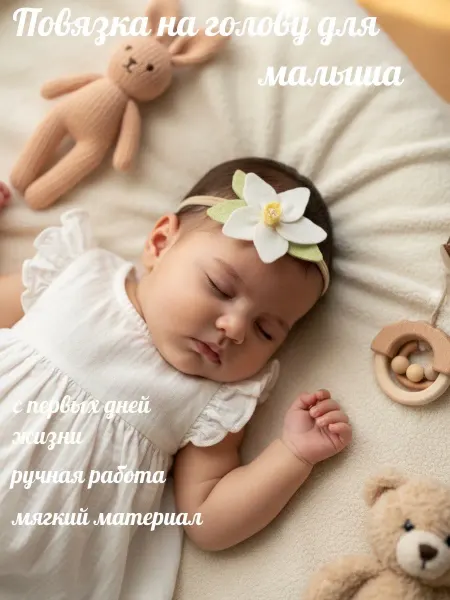 Повязка на голову для малышей цветок