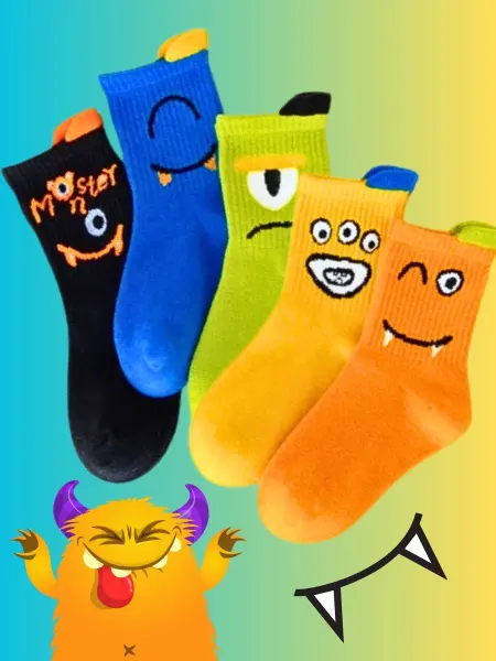 LuckyToys Детские носки 5 пар - высокие - с монстрами