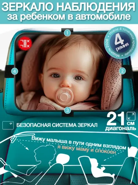 Texatex Автомобильное зеркало для наблюдения и контроля за ребенком