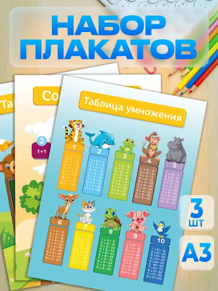 РТ полиграфия Набор обучающих плакатов для начальной школы Математика