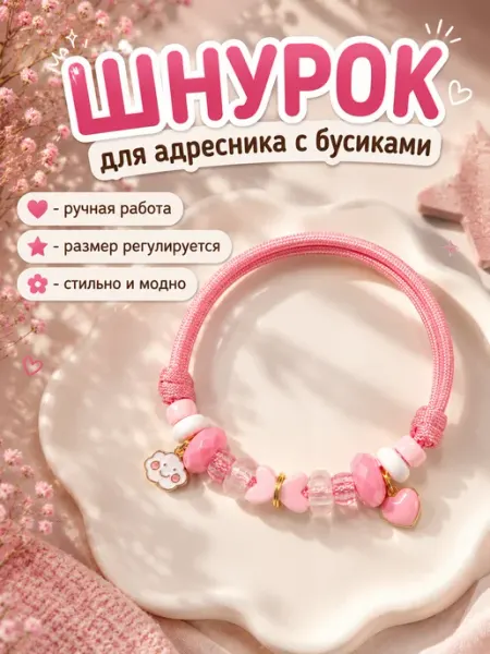 Адресник4ZOO Шнурок ошейник для адресника с бусами