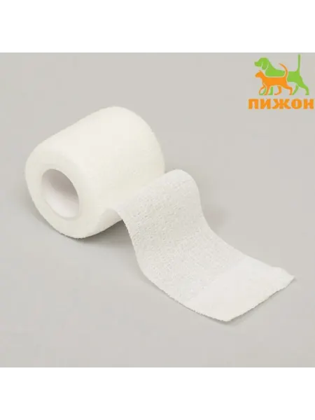 Самофиксирующийся бинт для животных, белый, 5 см, 2 шт