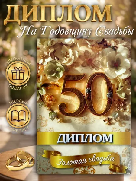 Подарок диплом на годовщину Золотая свадьба 50 лет