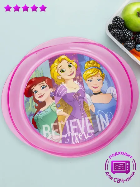 Stor Тарелка детская пластиковая с ручками СВЧ Принцессы Disney