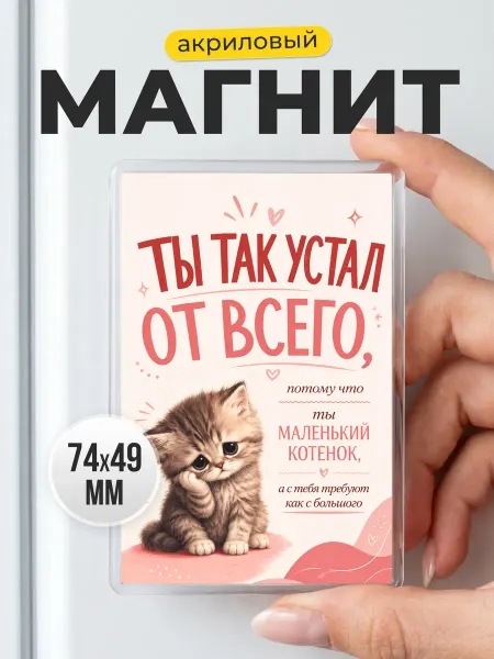 Магнит с котенком Ты так устал от всего в подарок другу