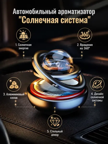 Ароматизатор автомобильный на солнечной, черное