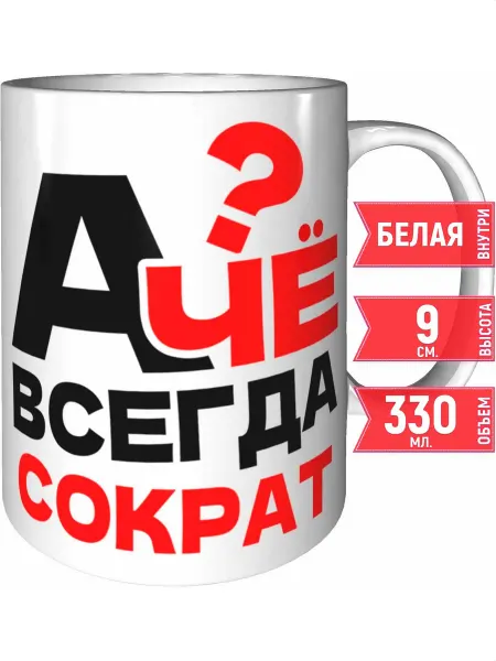 Grand cadeaux Кружка А чё всегда Сократ - белая внутри