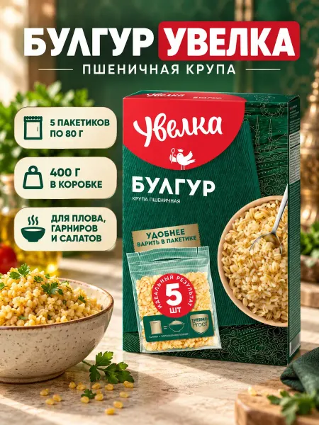 Увелка Булгур пшеничная крупа 5*80 гр