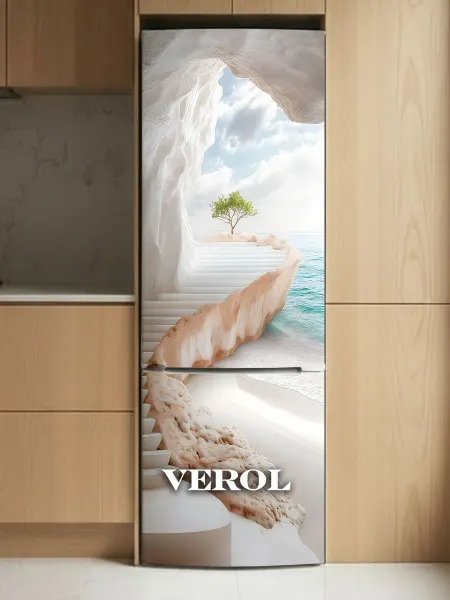 VEROL Наклейки интерьерные море камень дерево на холодильник