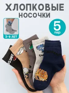 Носки для мальчиков с динозаврами, 5 пар