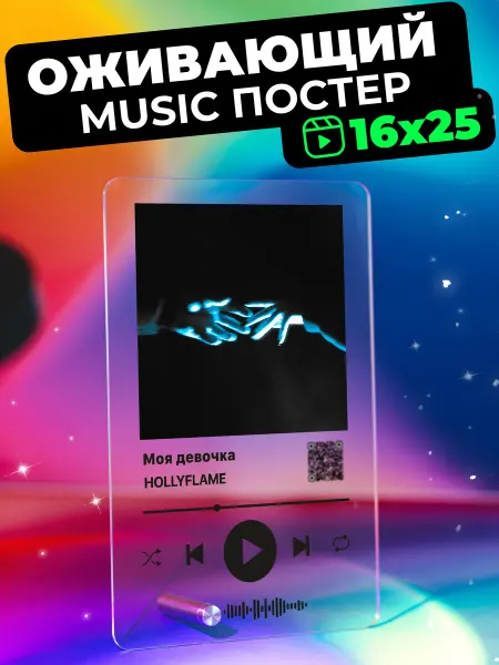 Giftdose Оживающий Spotify постер на стекле 16x25 HOLLYFLAME