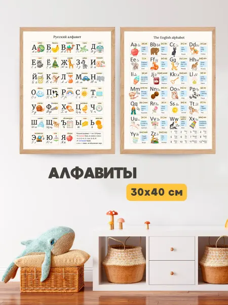 Просто прекрасно Плакаты алфавиты русский и английский