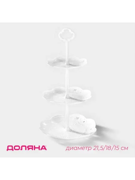 Доляна Этажерка для фруктов и десертов круглая белая