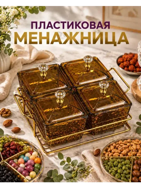 Менажница пластиковая с крышкой