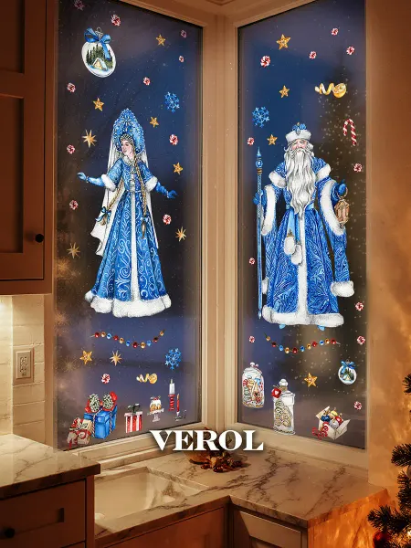 VEROL Новогодние наклейки интерьерные снегурочка на стену