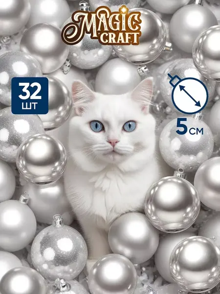Magic craft Елочные шары новогодние украшения игрушки на елку 32 шт