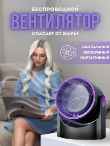 Вентилятор настольный, бесшумный, 5 режимов работы, настраиваемый угол поворота, летний, от жары