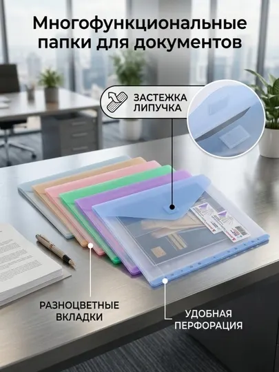 Пластиковые папки и файлы для офиса, набор для документов, 5 видов