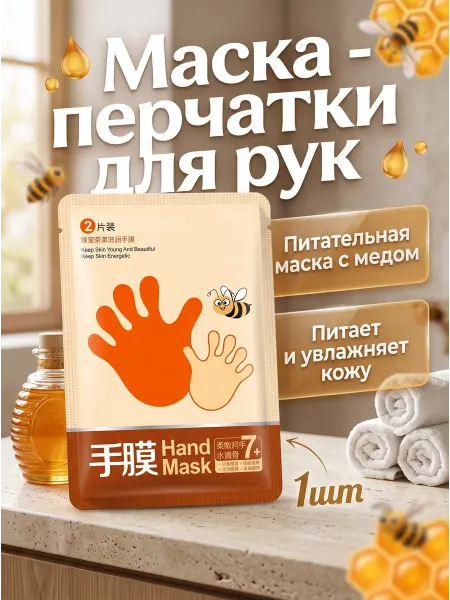 Beauugreen Питательная маска-перчатки для рук с медом, 1 пара