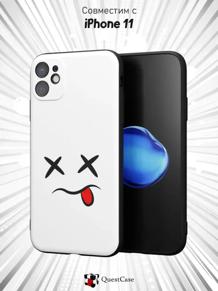QuestCase Чехол на Apple iPhone 11 с принтом Смайлик