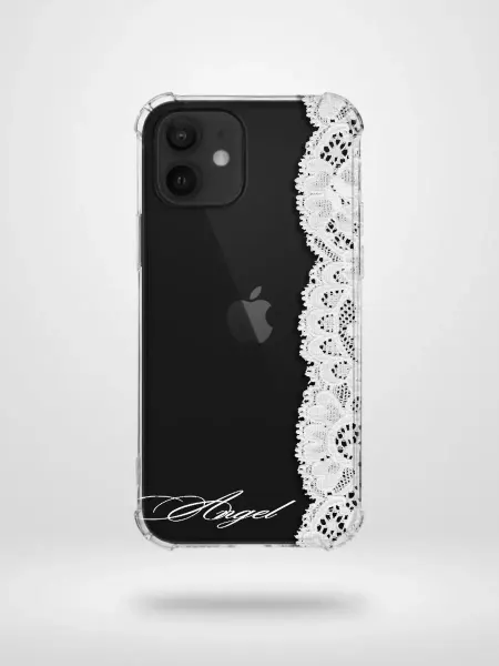 ATW Прозрачный чехол на iPhone 11 белый принт кружева pinterest