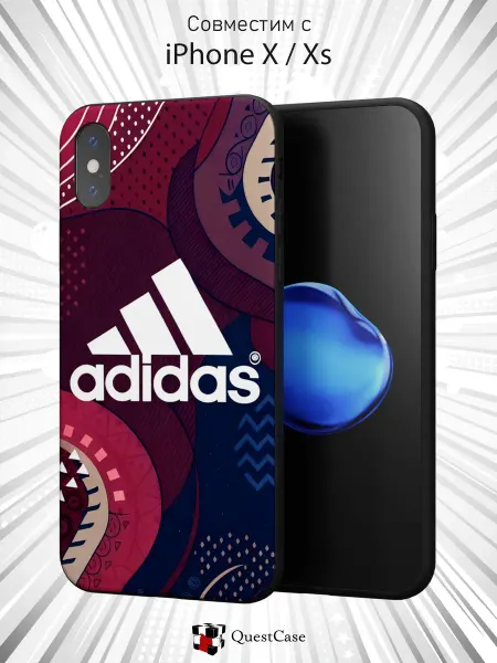 QuestCase Чехол на Apple iPhone X и XS с принтом Adidas