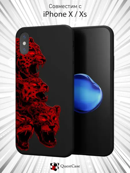 QuestCase Чехол на Apple iPhone X и XS с принтом Леопарды