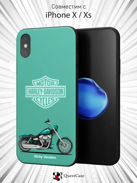 QuestCase Чехол на Apple iPhone X и XS с принтом Харлей