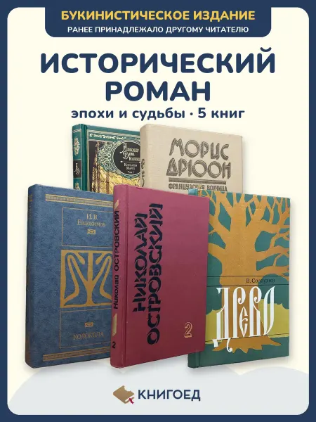 Книгоед Исторические романы Дюма Дрюон Евдокимов Островский 5 книг