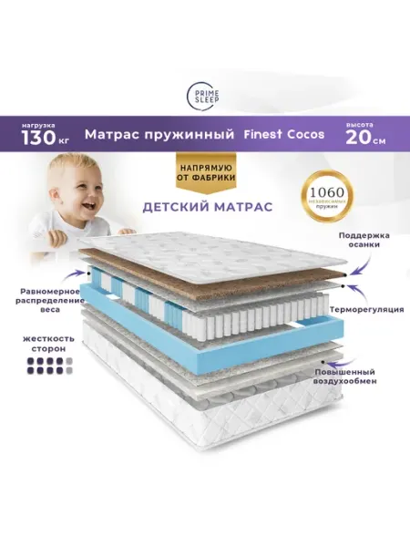Prime Sleep Матрас 75х180 пружинный ортопедический