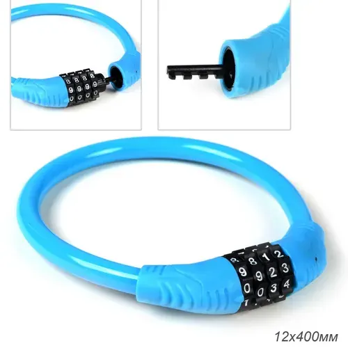 Замок тросовый кодовый R-LOCK 02, 4 разряда, 12х400мм, стальной трос, тактильно приятный PVC