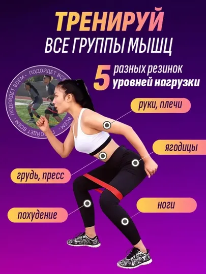 Резинки для фитнеса, набор из 5 фитнес-лент для силовых тренировок, лент для йоги