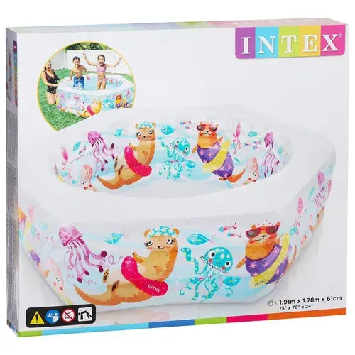 Intex 56493 Детский надувной бассейн 191х178х61см "Аквариум" с надувным дном, 510л, от 6 лет
