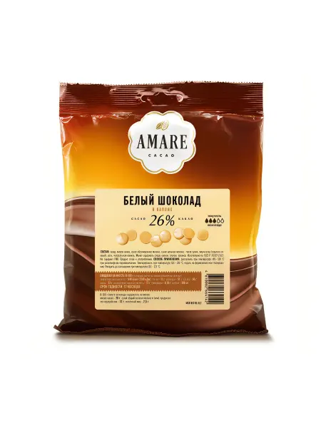 Amare cacao Шоколад кондитерский белый в каплях (MC018), 200 г