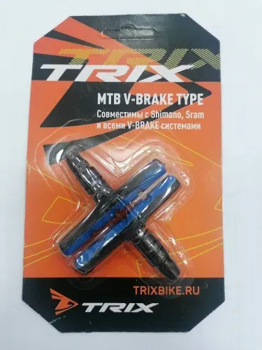 Колодки тормозные для велосипеда V-Brake 70мм, черно-синие TRIX