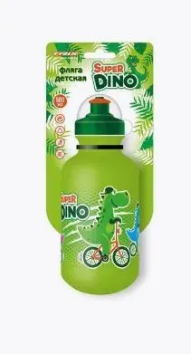 Велофляга TRIX Super Dino детская, 500 мл, защитная крышка, LDPE, зеленая