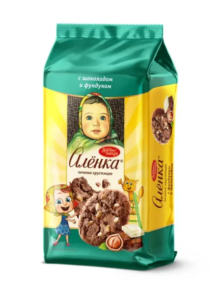 Аленка Печенье сдобное хрустящее с фундуком и шоколадом, 170 гр
