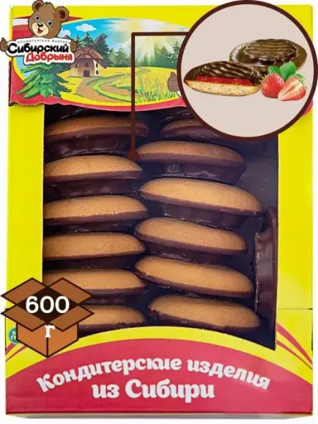 Сибирский Добрыня Печенье Бискви-Шок со вкусом клубники, 600 гр