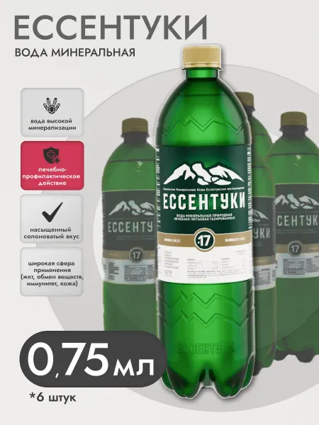 Ессентуки Вода минеральная лечебно-столовая №17 0,75 л 6 шт