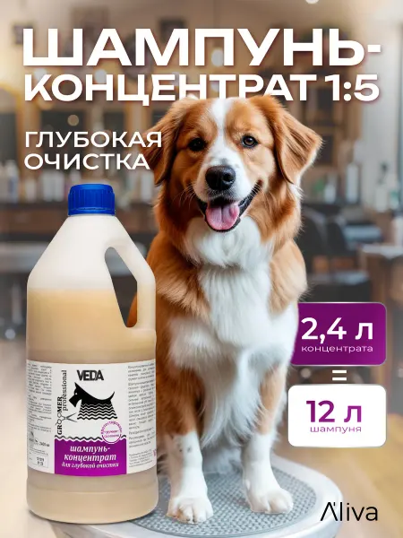Veda Шампунь для собак и кошек глубокая очистка, концентрат, 2400